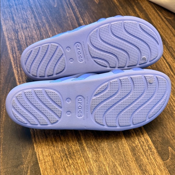 CROCS Sky Blue Splash Strappy Sandals - Picture 2 of 2